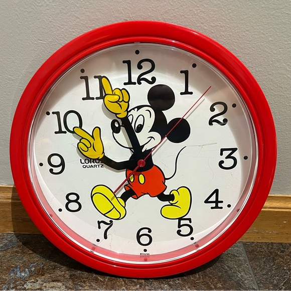 Disney Lorus Other - Vintage Disney red Lorus Mickey Mouse battery operated wall clock.